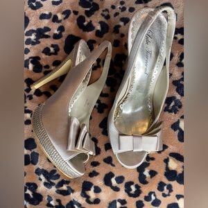 Cream satin & sequin evening shoes